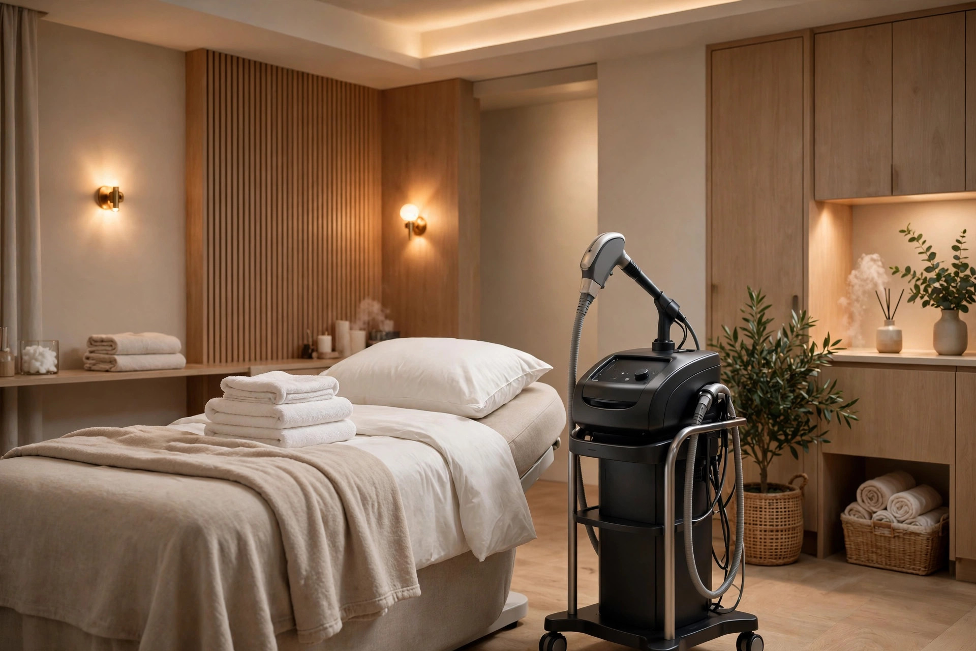 How Much Does a Med Spa Website Cost? (Complete Price Guide) Calm modern med spa treatment room with facial equipment