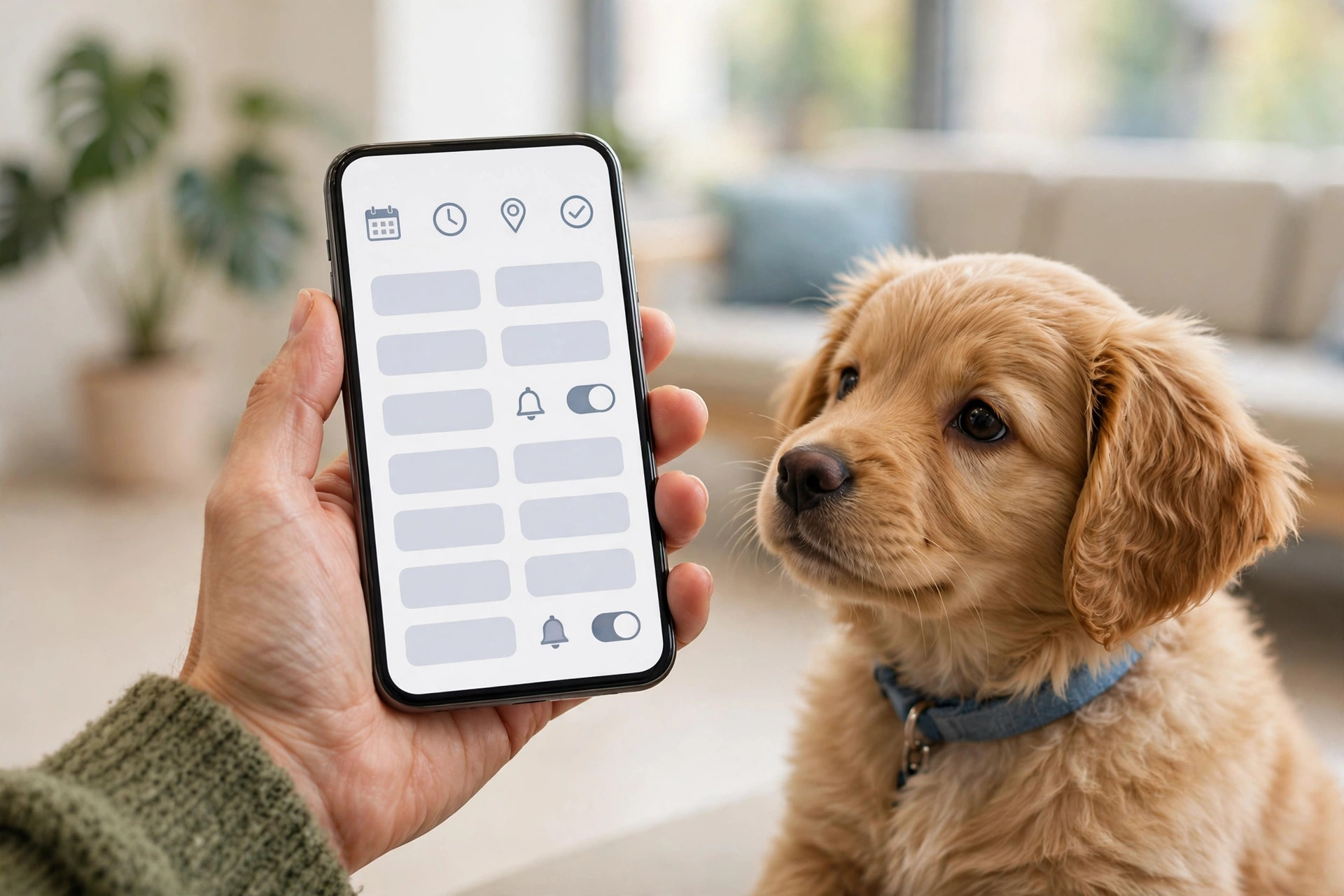Pet owner booking a vet appointment on a smartphone