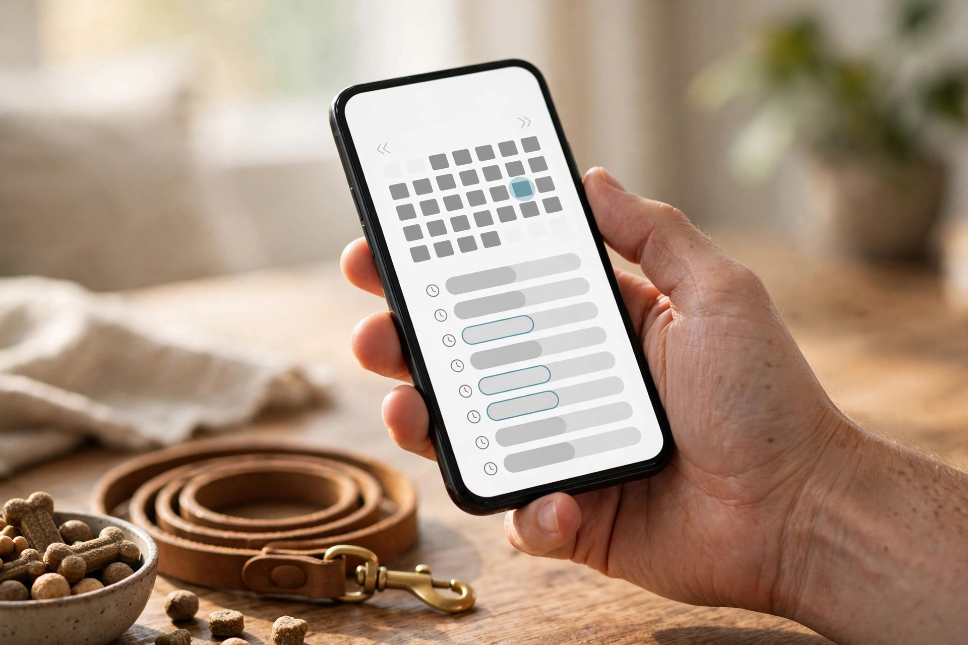 How Much Does a Pet Grooming Website Cost? Hand holding a smartphone with an online pet grooming appointment booking screen