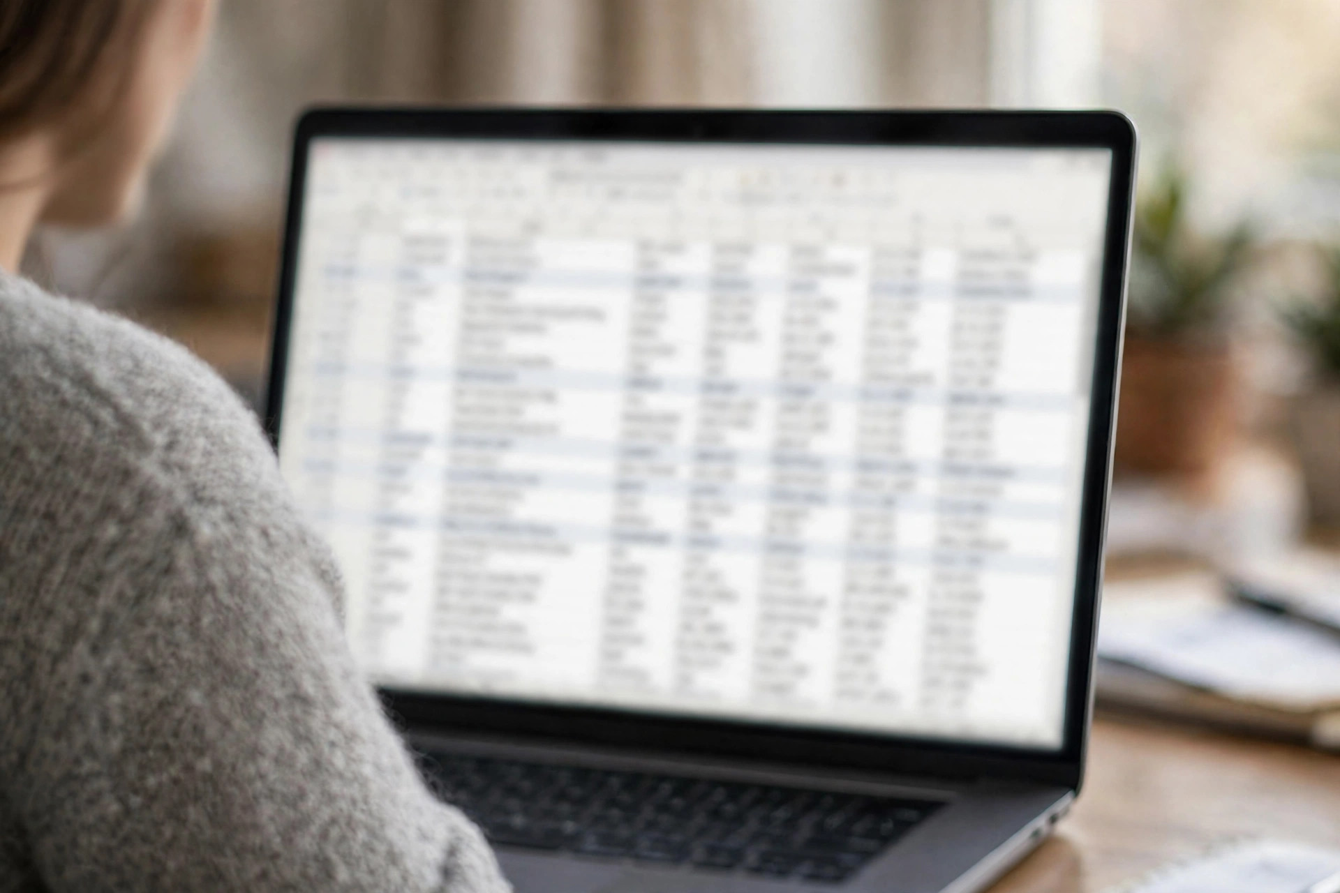 Laptop screen showing a dental keyword research spreadsheet organized by search intent