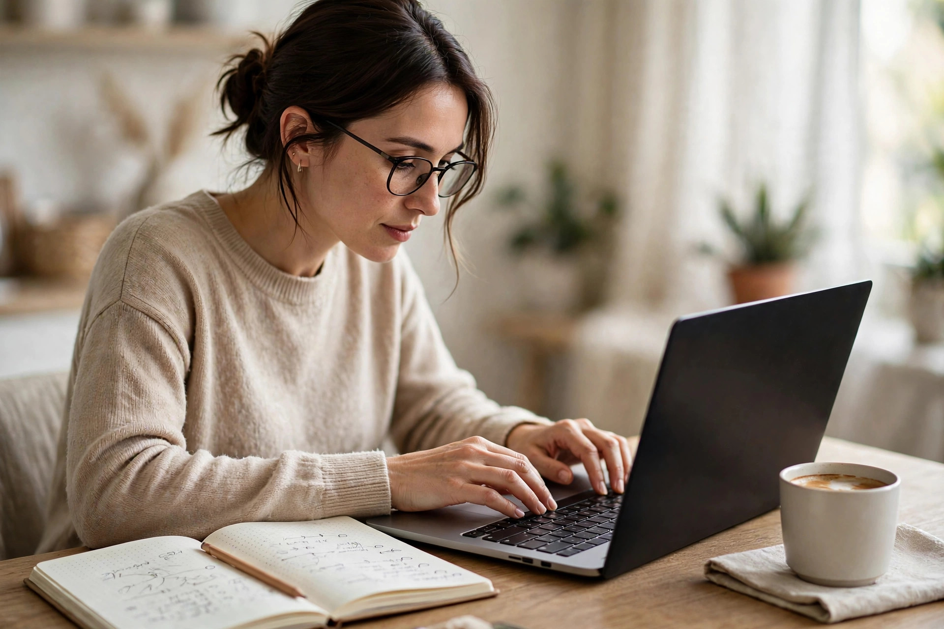 Dental marketing specialist typing on a laptop while working on dental website SEO