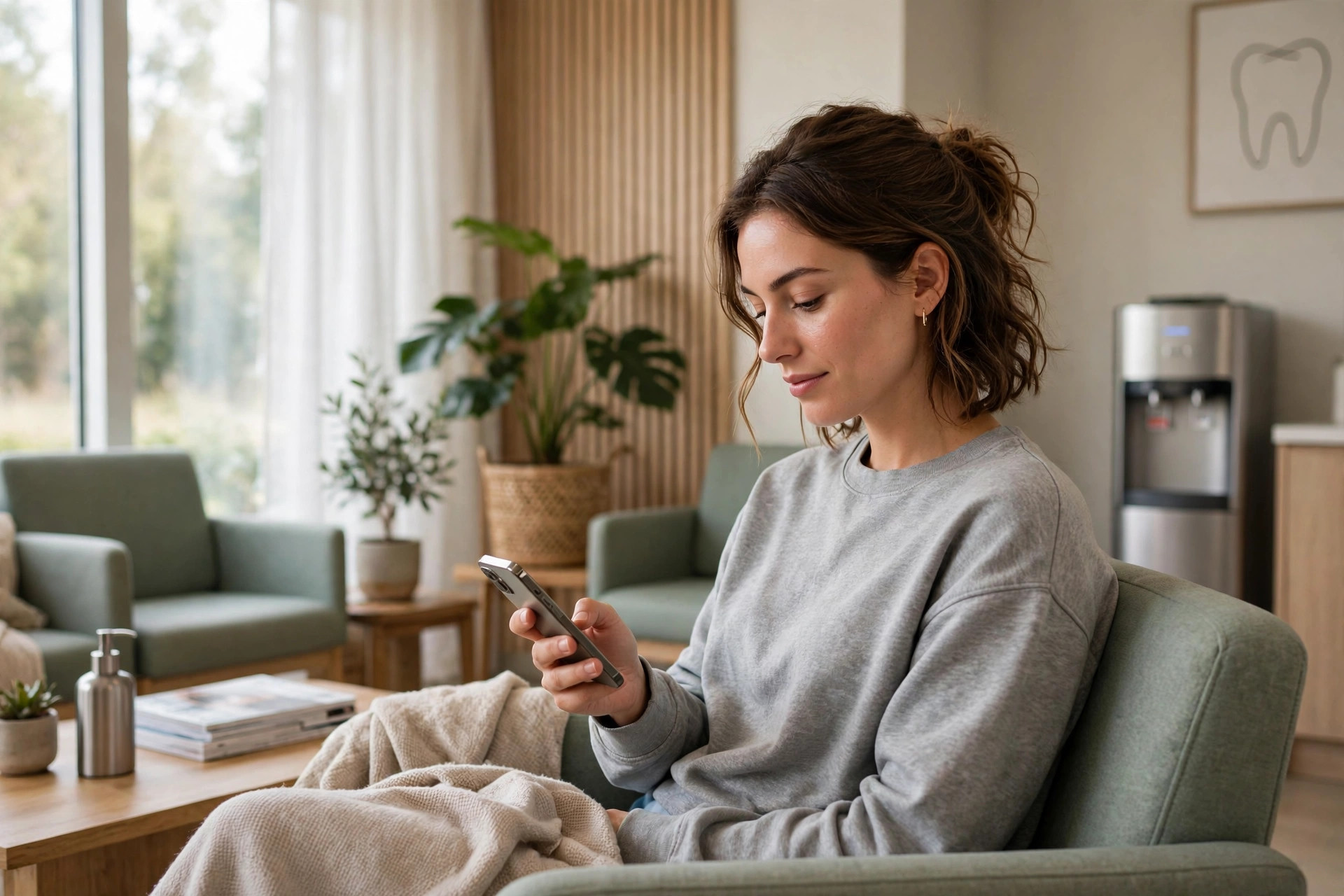 Dental Facebook Ads Cost: What Dentists Actually Pay Person checking a phone in a dental office waiting room