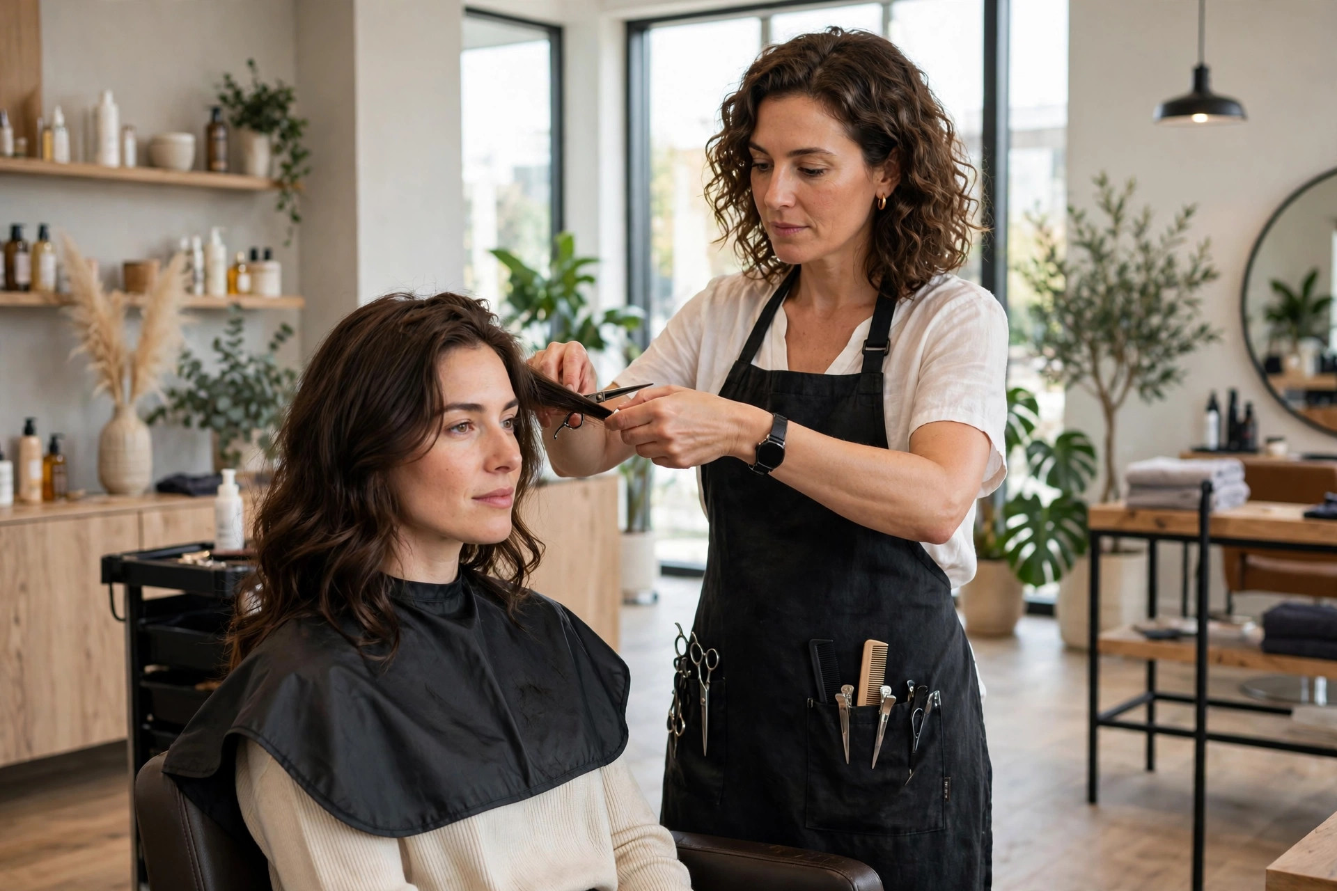 Best Online Booking Software for Salons: 5 Tools Compared Hairstylist working on a client in a bright modern salon