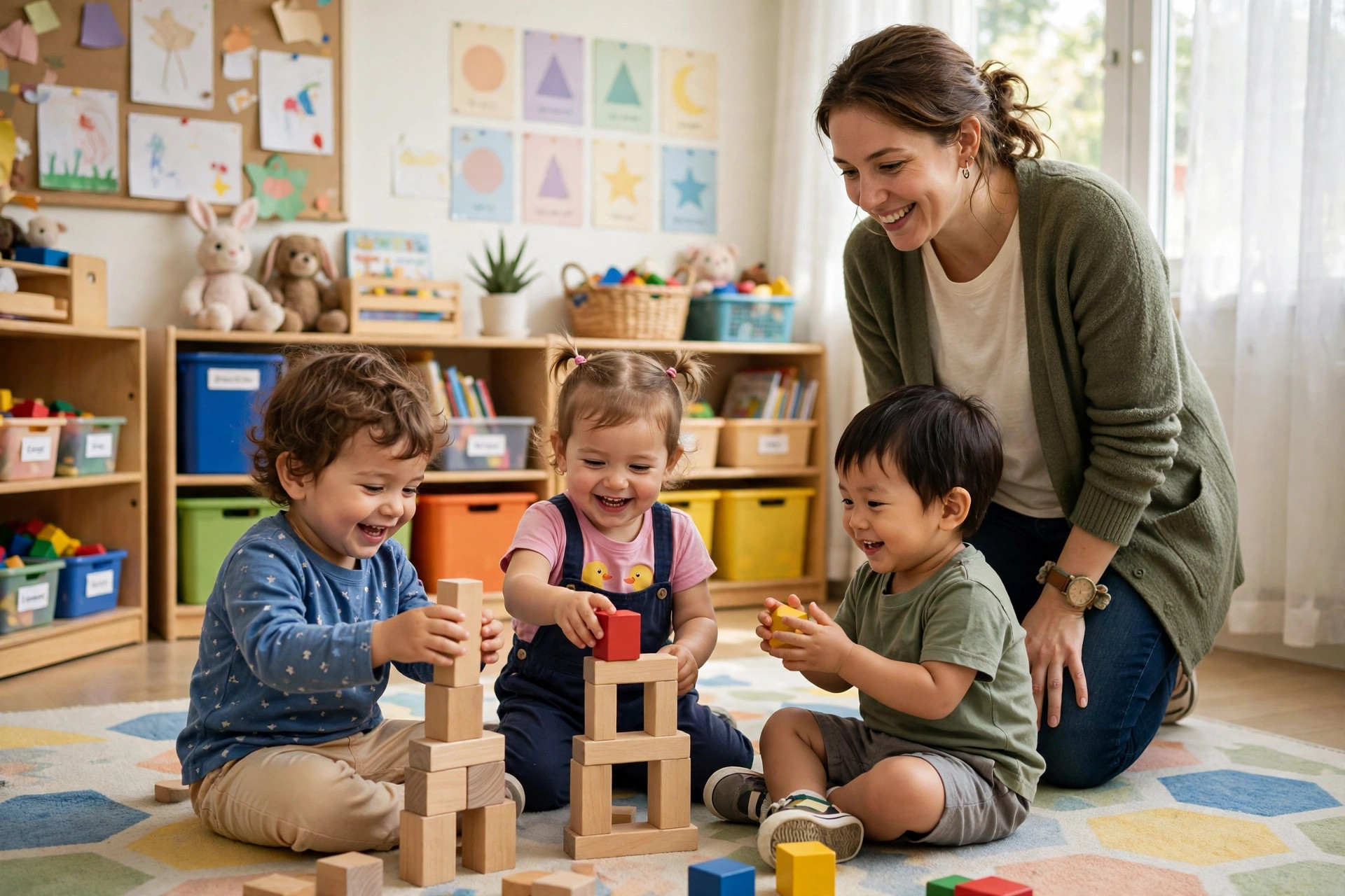 How to Fill Empty Daycare Spots: 9 Strategies That Work Toddlers playing happily with blocks in a colorful daycare room