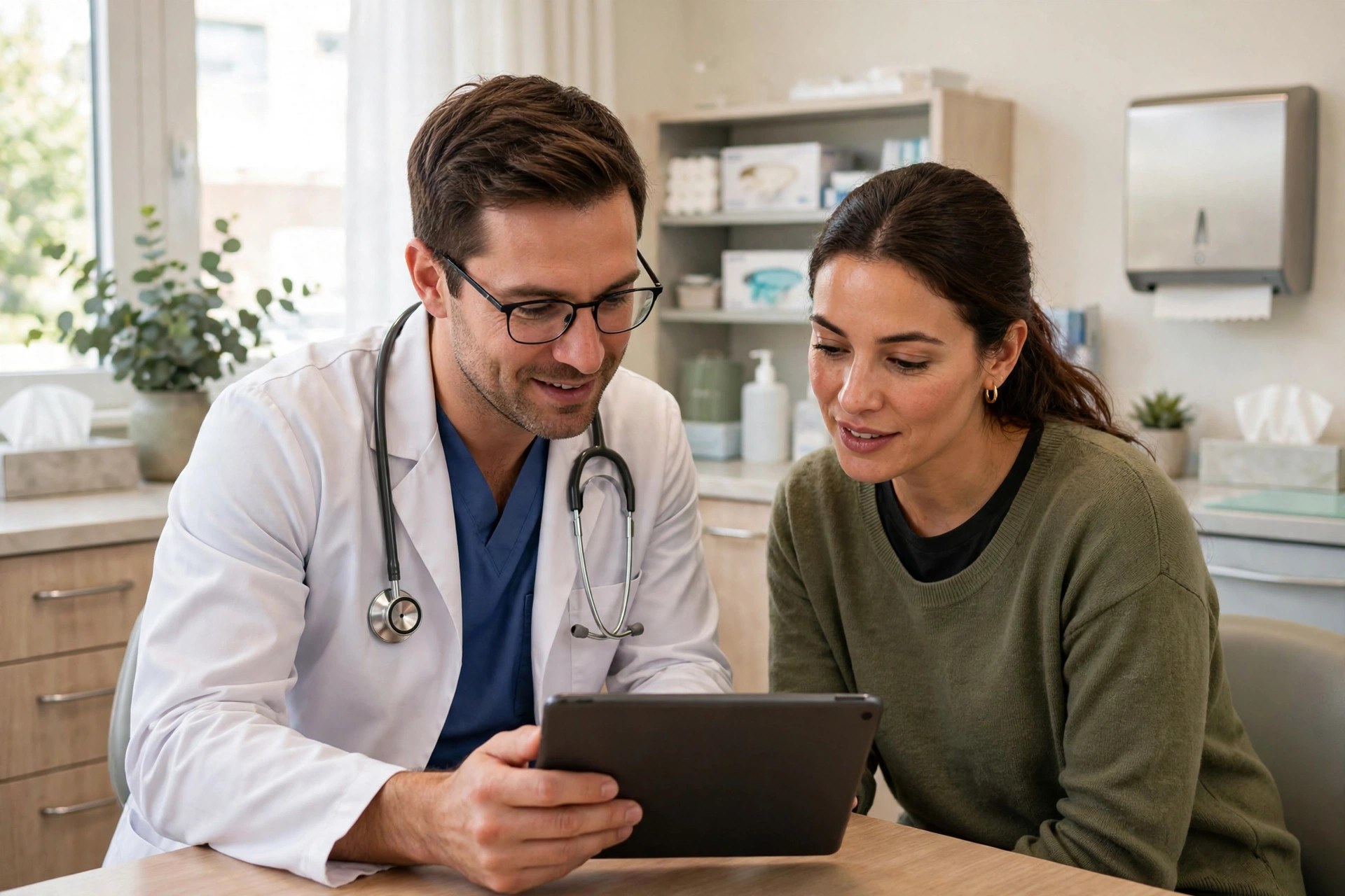 SMS Marketing for Dentists: Fill Chairs Without Discounting Dentist reviewing a treatment plan with a patient in a bright consultation room