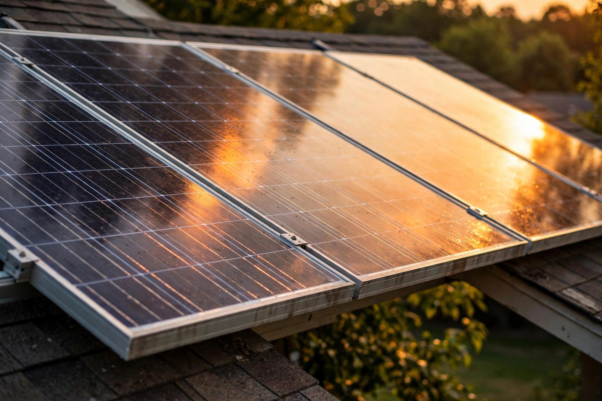 Lead Follow-Up Automation for Solar Companies: Stop Losing Expensive Leads Close-up of residential solar panels glowing in golden hour sunlight