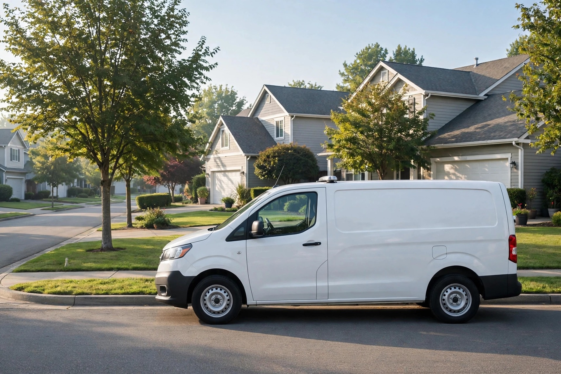Pest control service van parked on a residential street