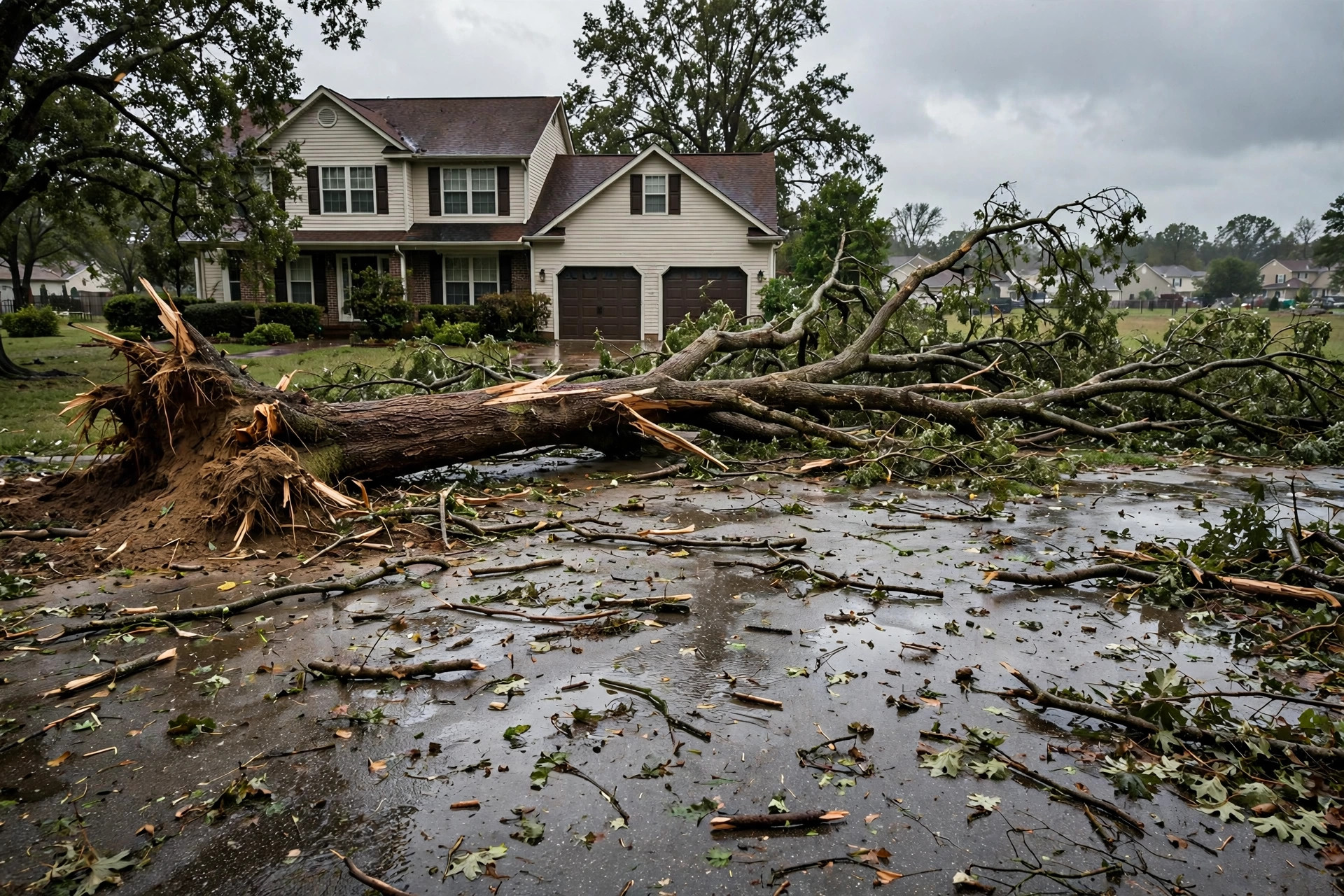 Google Ads Cost for Tree Service Companies Fallen tree blocking a residential driveway after a storm