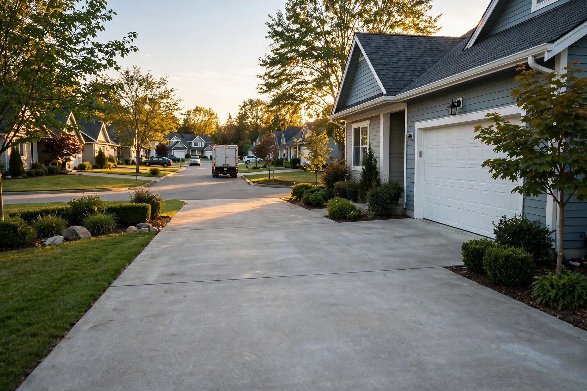 Local SEO for Junk Removal Companies That Fills the Truck Spotless empty suburban driveway after a completed junk removal job