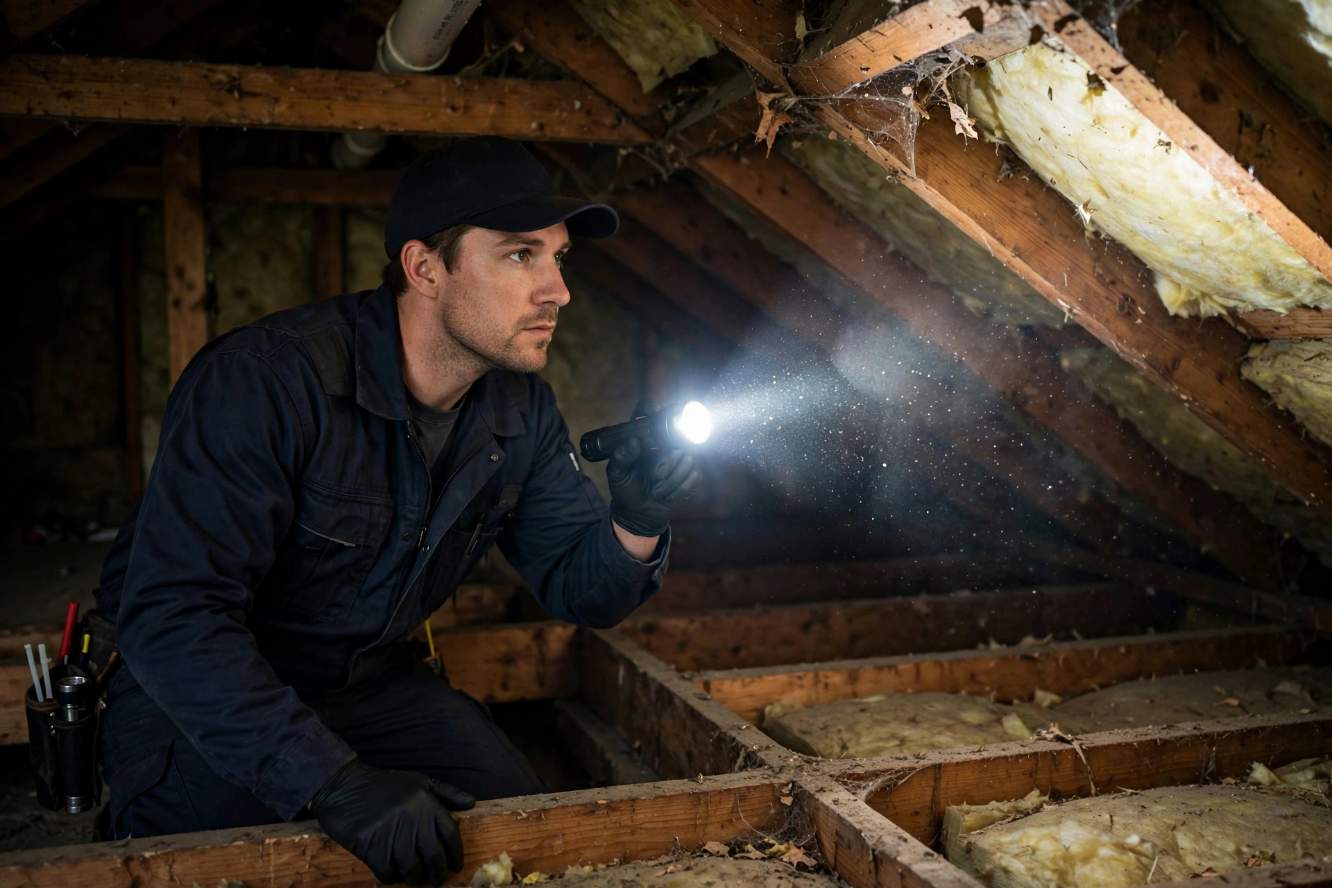 Missed Call Text Back for Pest Control: Catch Panic Callers Before They Dial the Next Company Technician inspecting a home attic with a flashlight