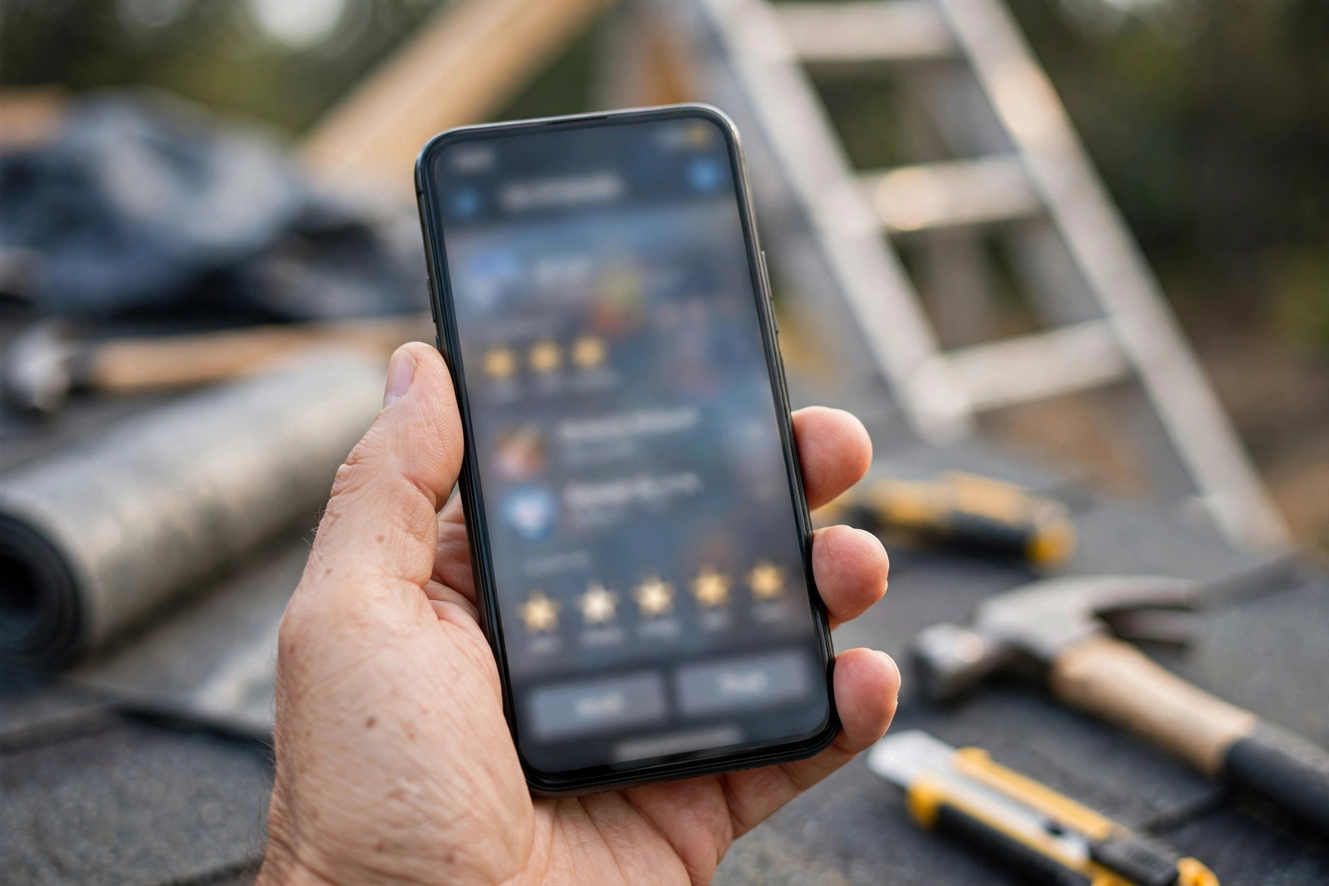 How to Get More Google Reviews for Your Roofing Company Smartphone in hand showing a Google review request text message