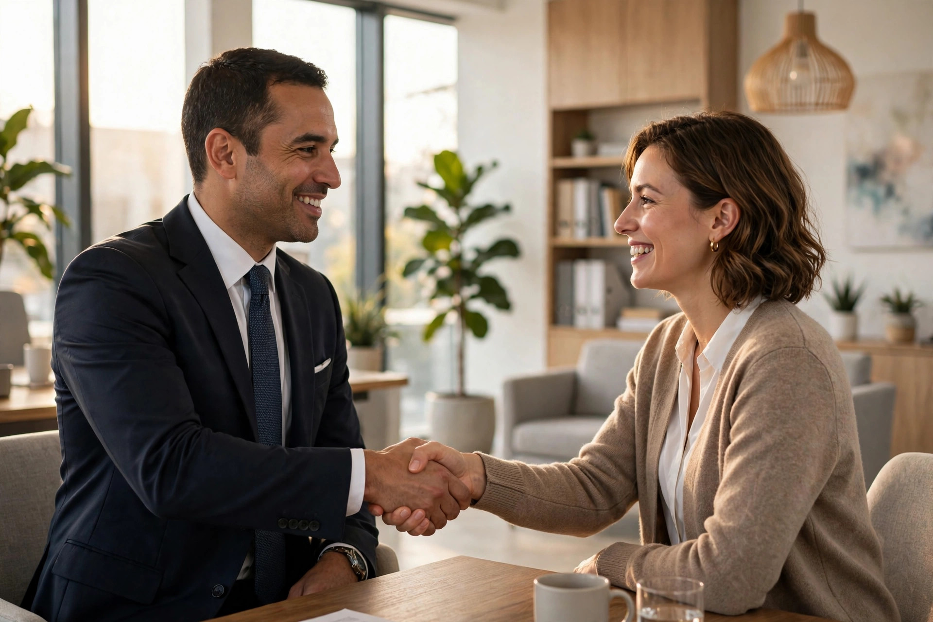 How to Get More Google Reviews for Your Law Firm Lawyer in a dark suit shaking hands with a smiling client in a bright modern law office