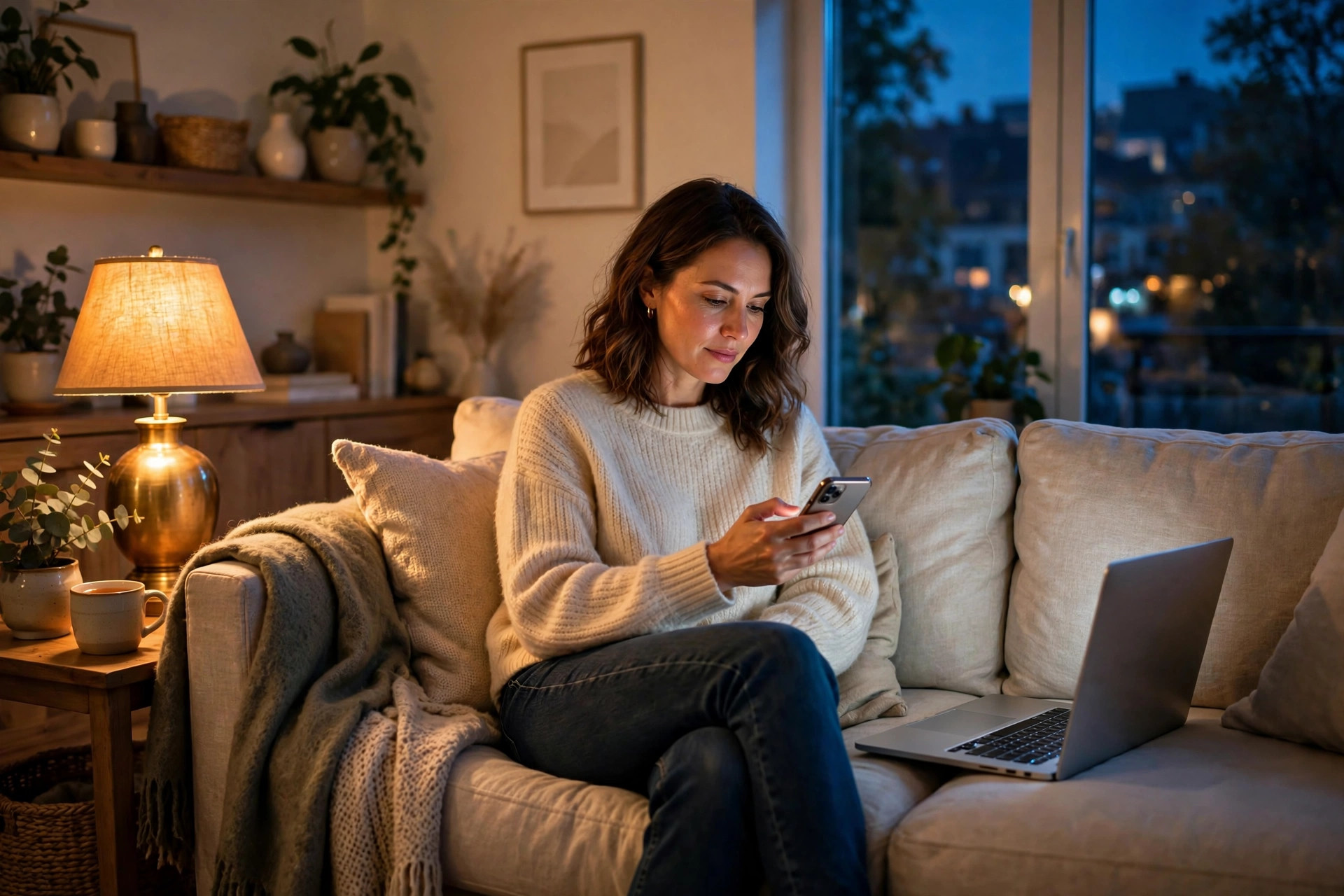 A patient booking a dental appointment on her phone late at night