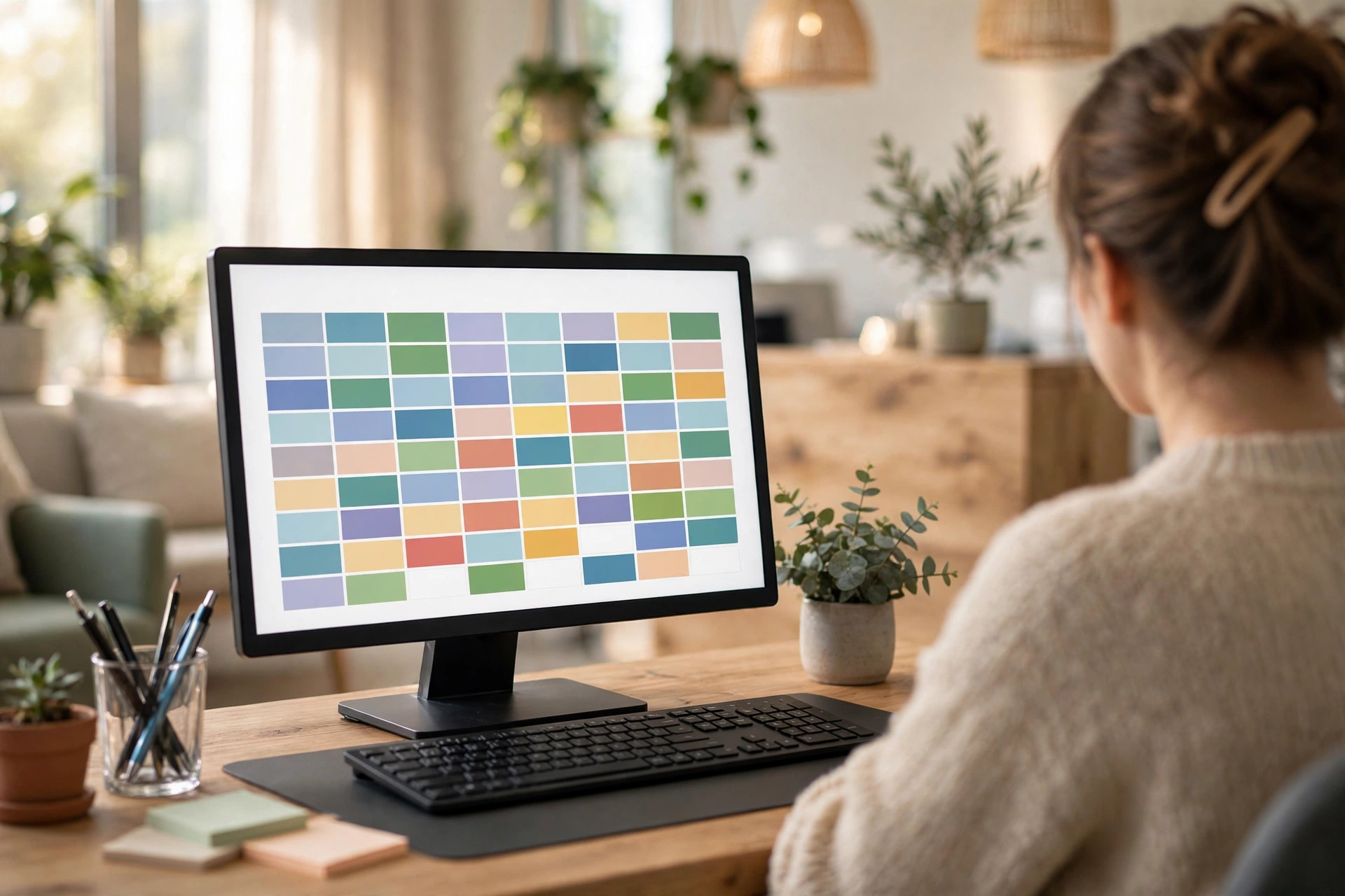 A dental practice appointment calendar open on the front desk computer