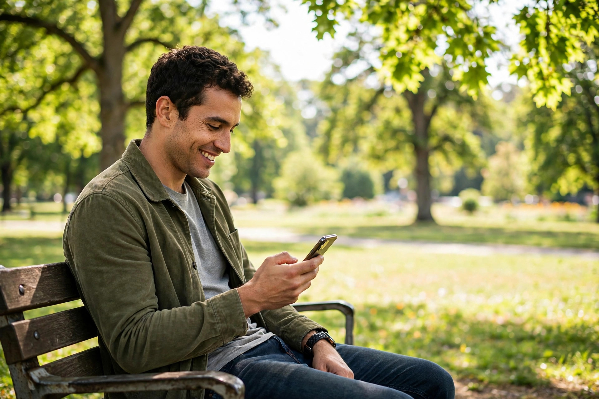 Missed Call Text Back for Gyms: Catch Every Trial-Pass Inquiry Person smiling while reading a text message offering a free gym trial pass