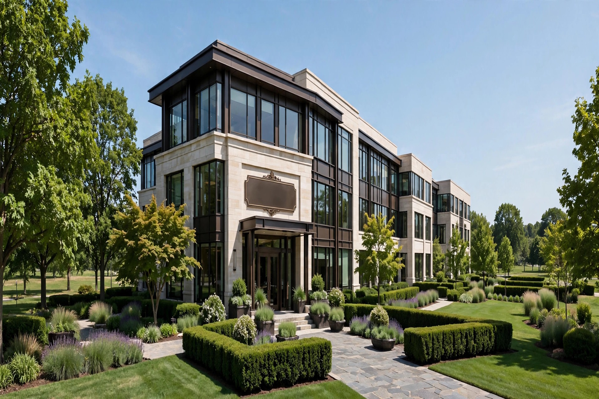 Law firm building exterior with professional signage on a clear day