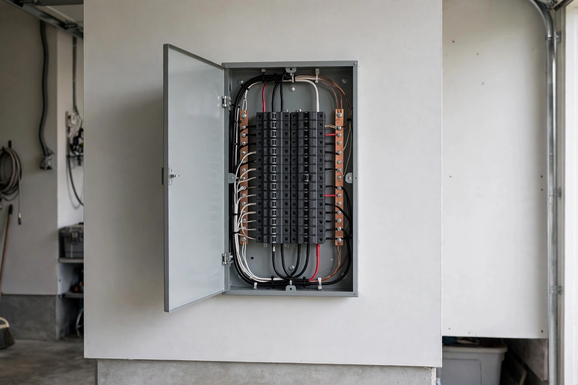 AI Chatbot for Electrical Companies: Quote Requests Answered Around the Clock Modern residential electrical panel with neatly labeled circuit breakers