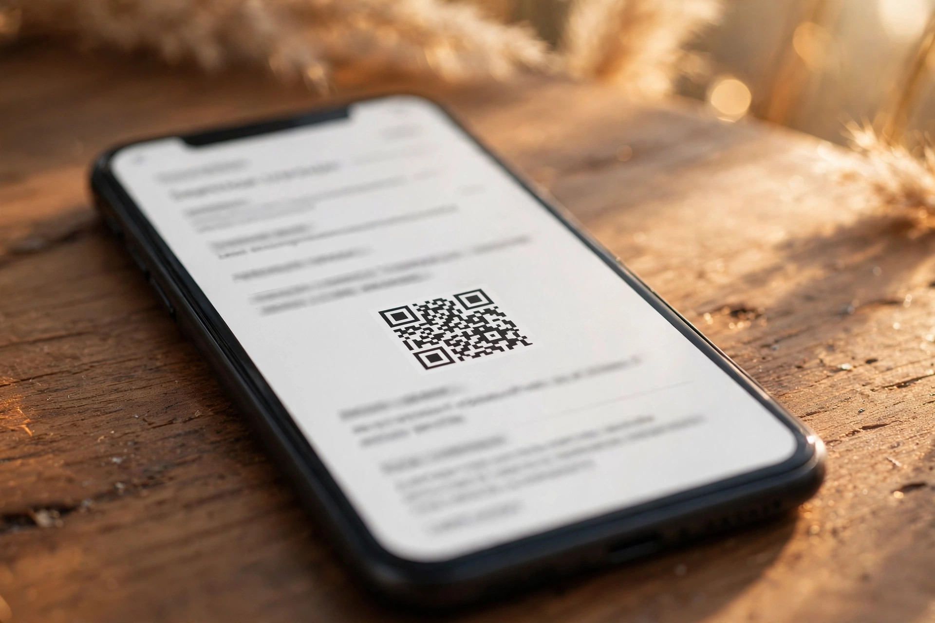 Close-up of a smartphone showing a pest control invoice with a QR code for reviews