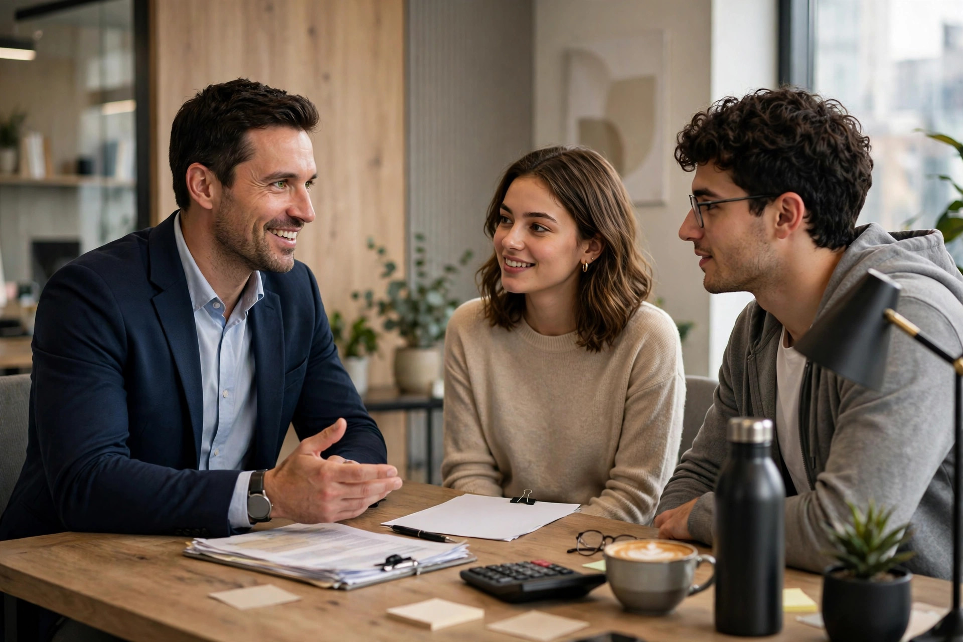 How Much Does a Mortgage Broker Website Cost? Mortgage broker discussing home loan options with a couple at a desk