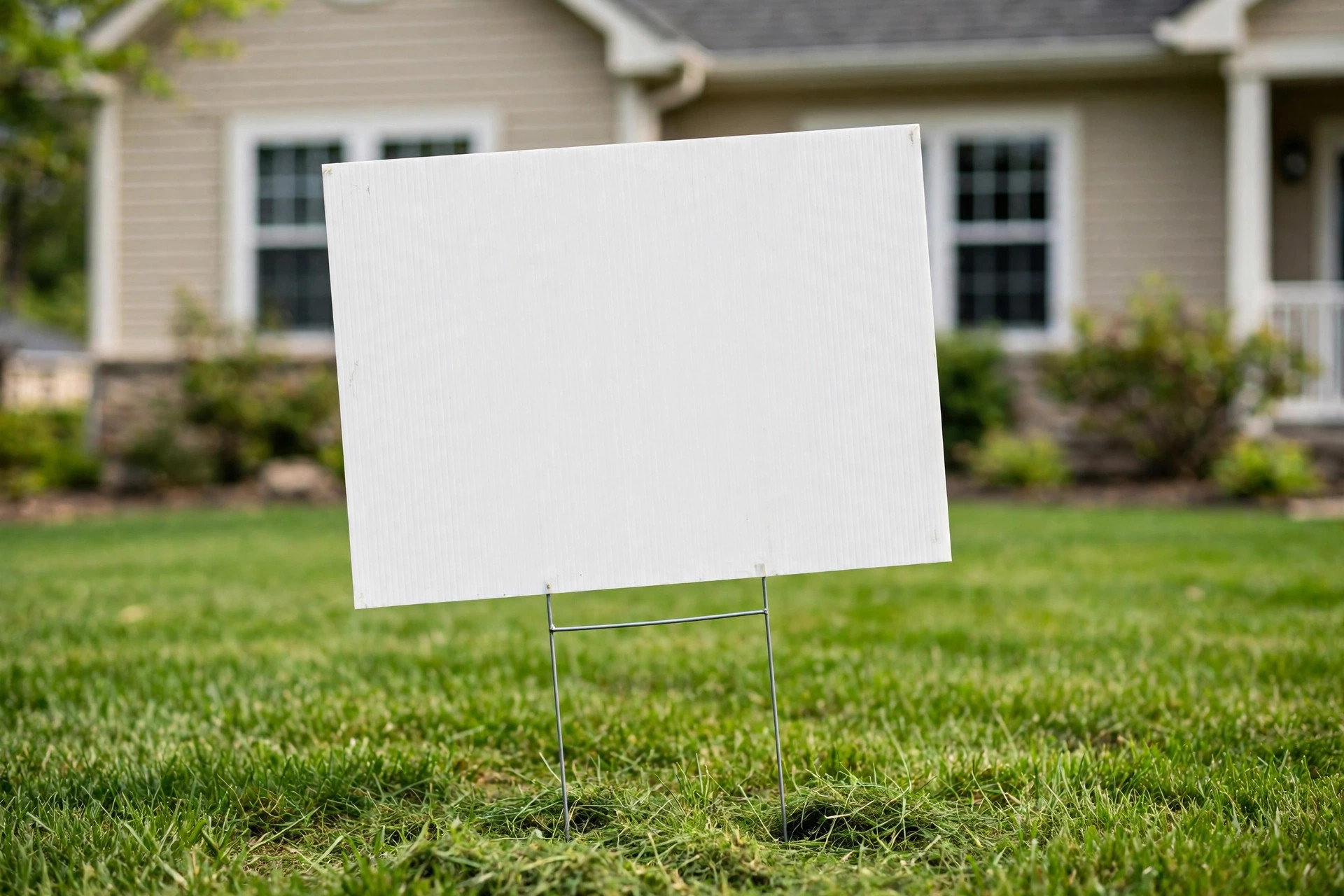 Landscaping Marketing Ideas to Fill Your Schedule Before Spring Yard sign for a landscaping company staked in a freshly mowed green lawn