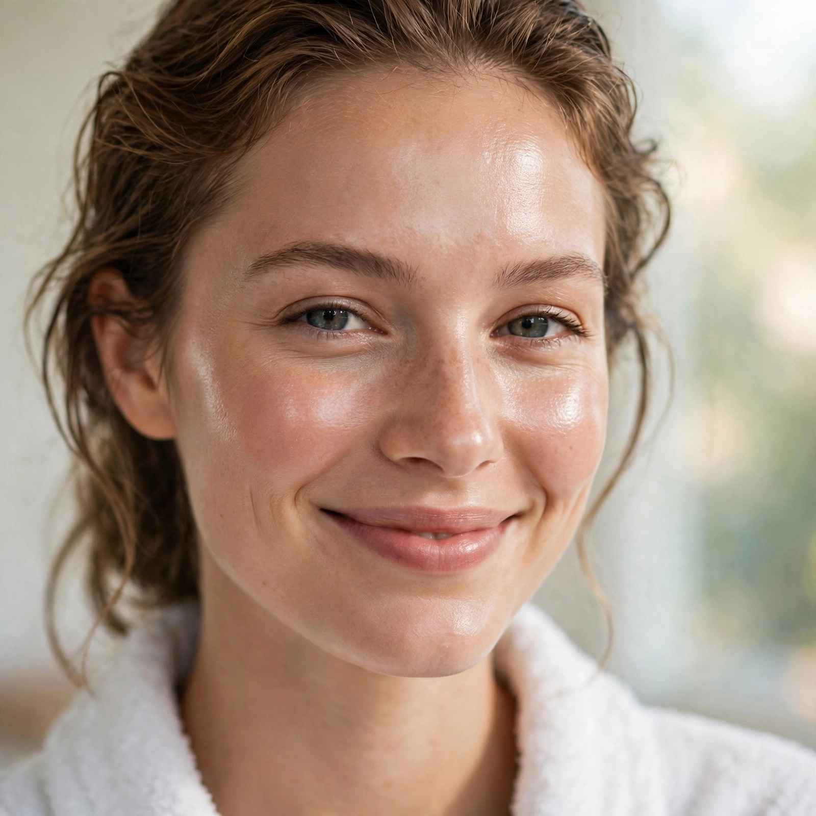 Med Spa Marketing Ideas Happy med spa client with glowing radiant skin after a facial treatment