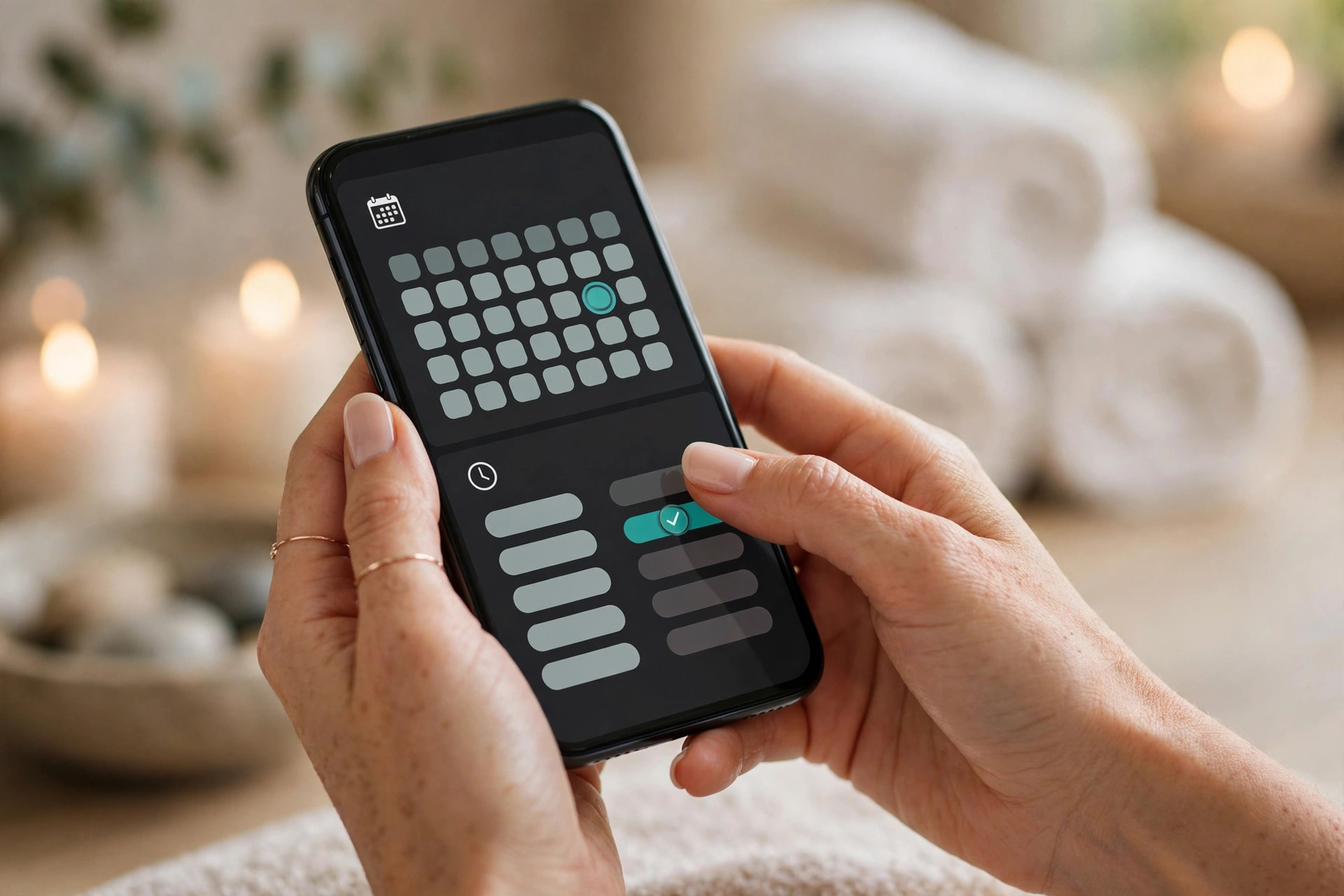 Online Booking System for Med Spas Client booking a med spa appointment online on a smartphone