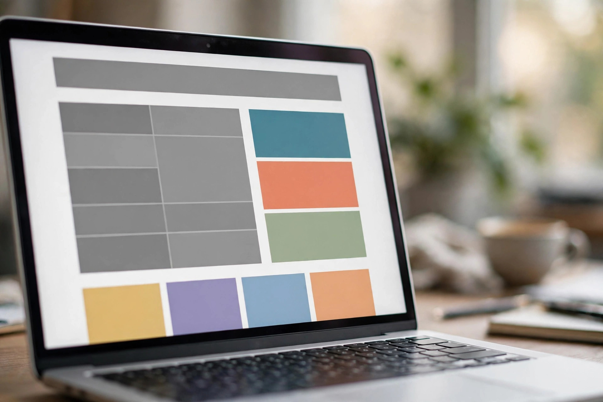 How Much Does a Law Firm Website Cost? A Plain Pricing Breakdown Laptop showing an abstract website wireframe design mockup