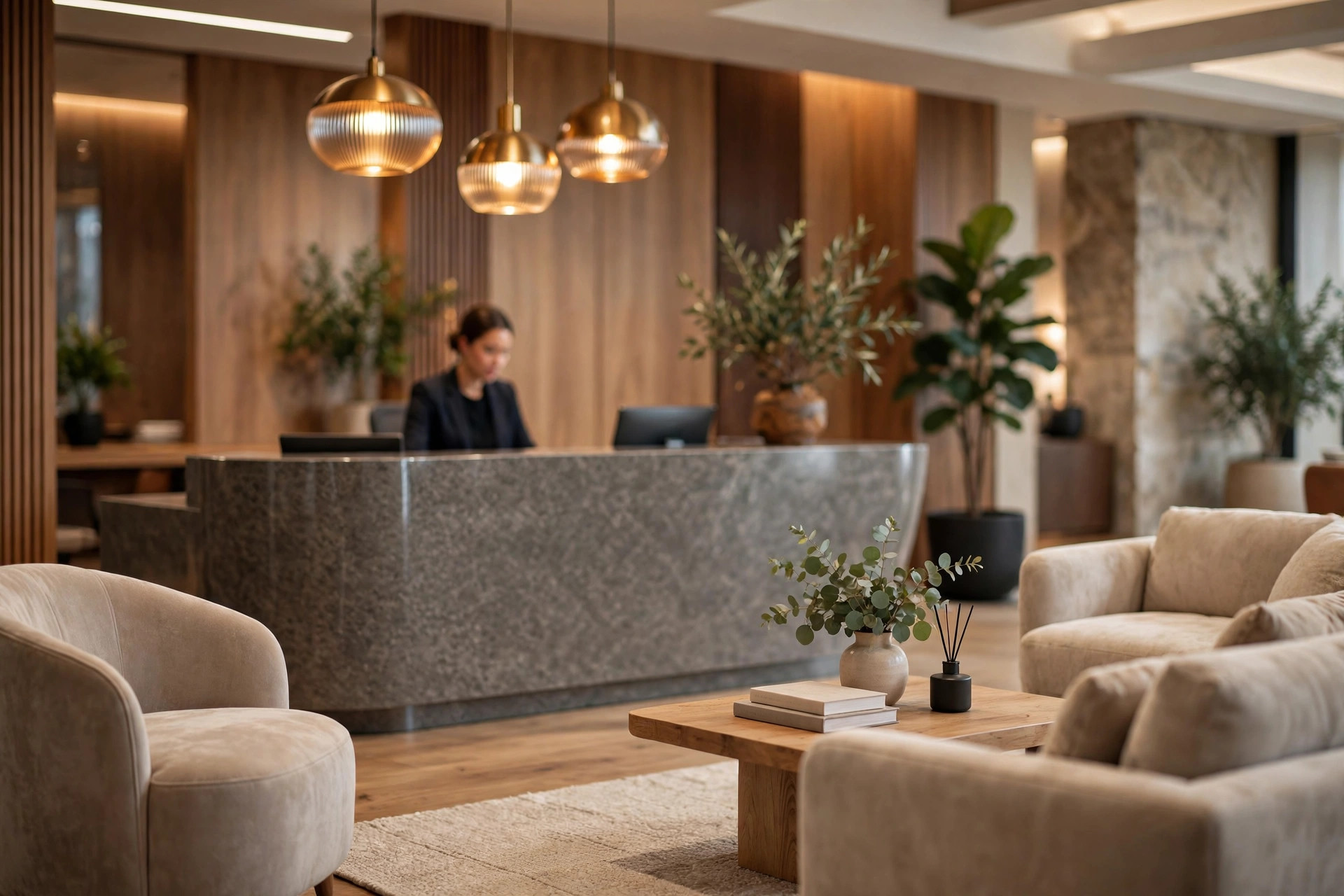 How Much Does a Law Firm Website Cost? A Plain Pricing Breakdown Modern upscale law firm reception area with warm lighting
