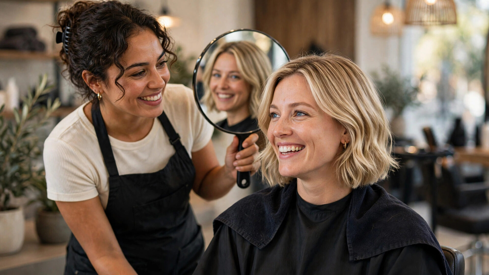 How to Get More Google Reviews for Salons Elegant salon reception desk with a friendly receptionist greeting a customer