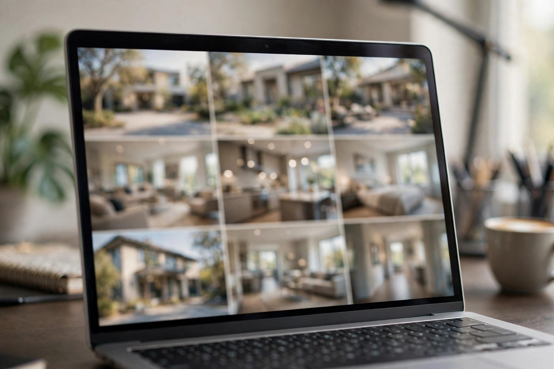 How Much Does a Real Estate Website Cost? A Plain Pricing Breakdown Laptop screen showing property listing photos in a home office