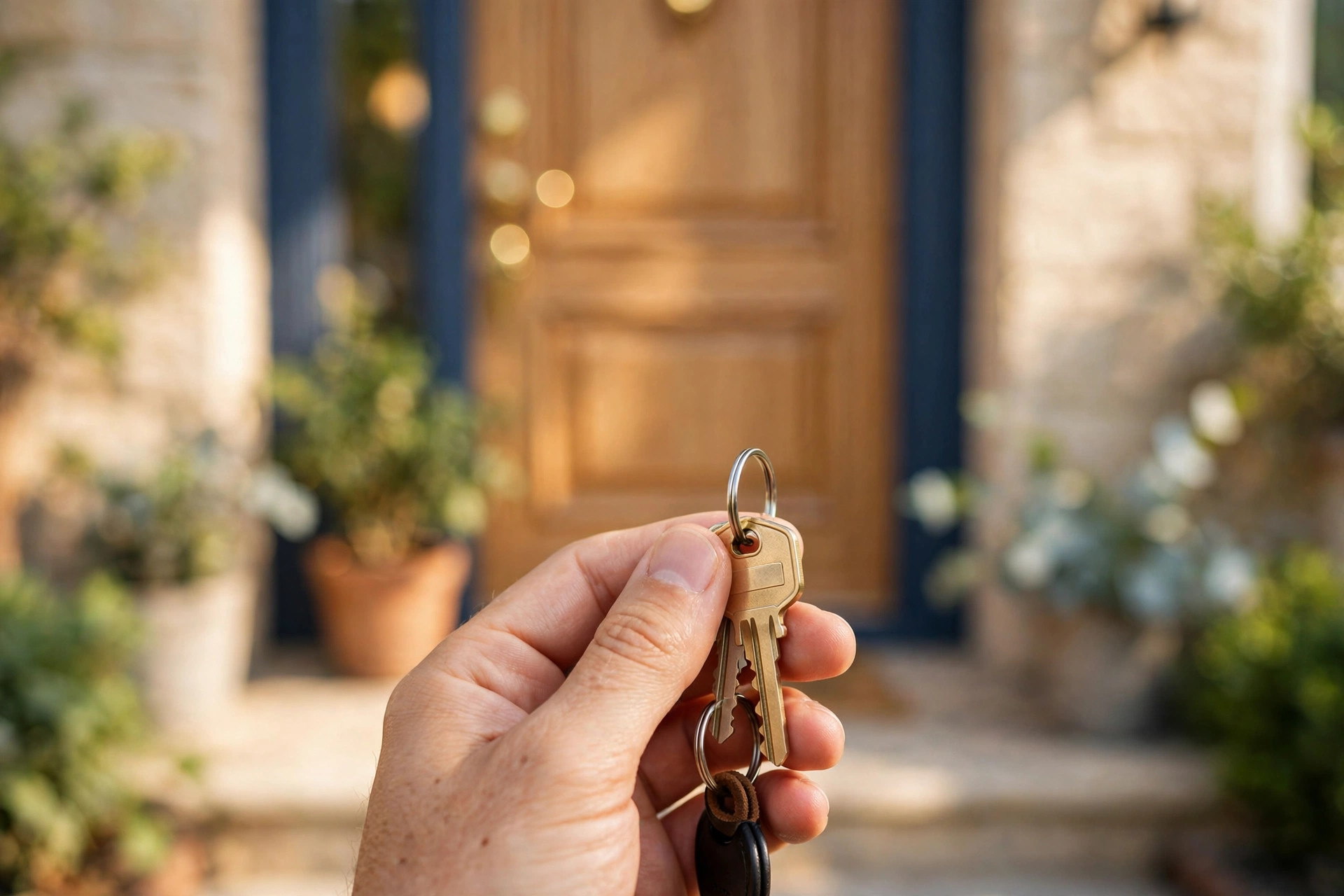 How Much Does a Real Estate Website Cost? A Plain Pricing Breakdown Hand holding house keys in front of a home front door