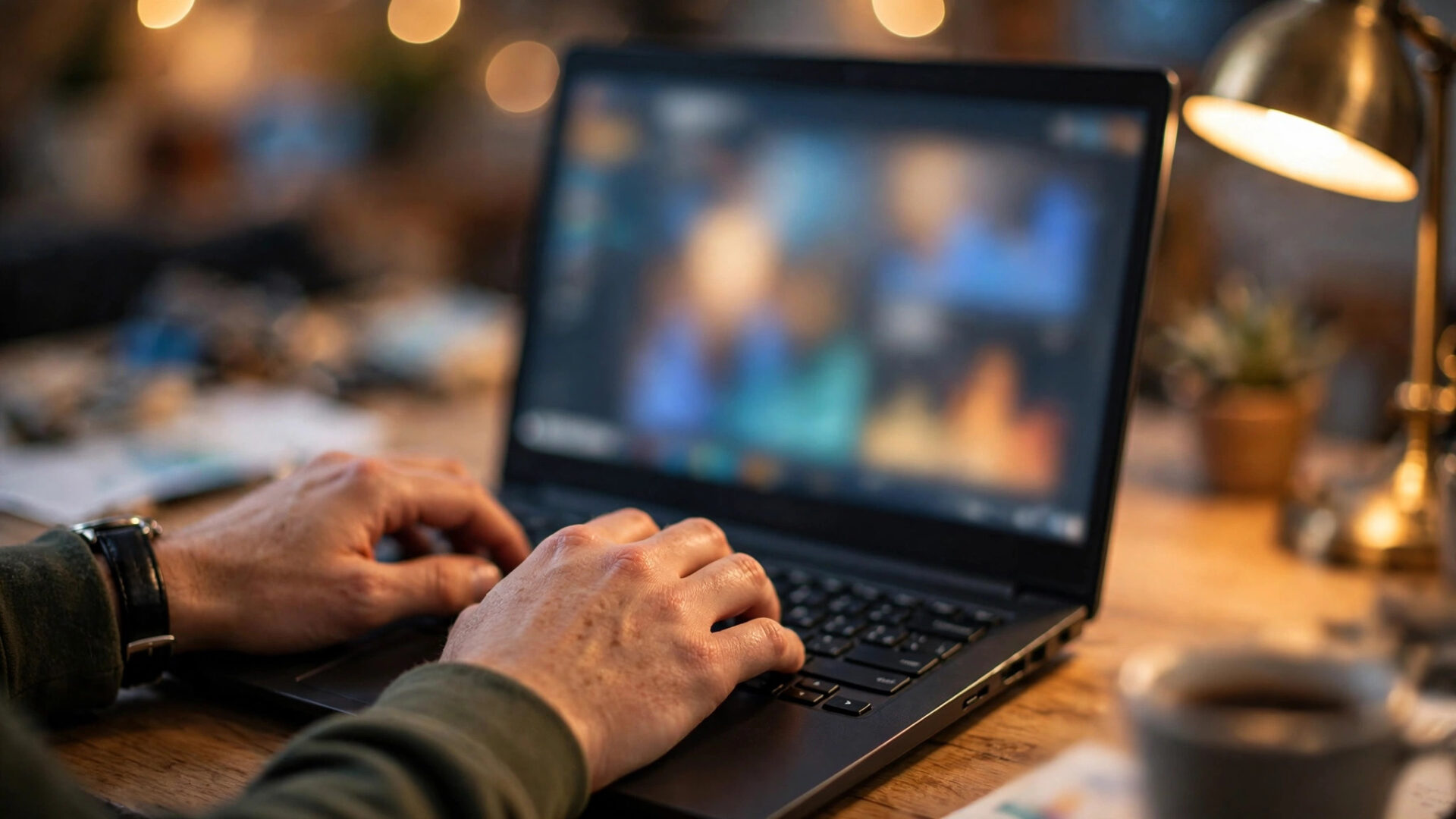 Developer optimizing a website on a laptop with performance graphs on screen